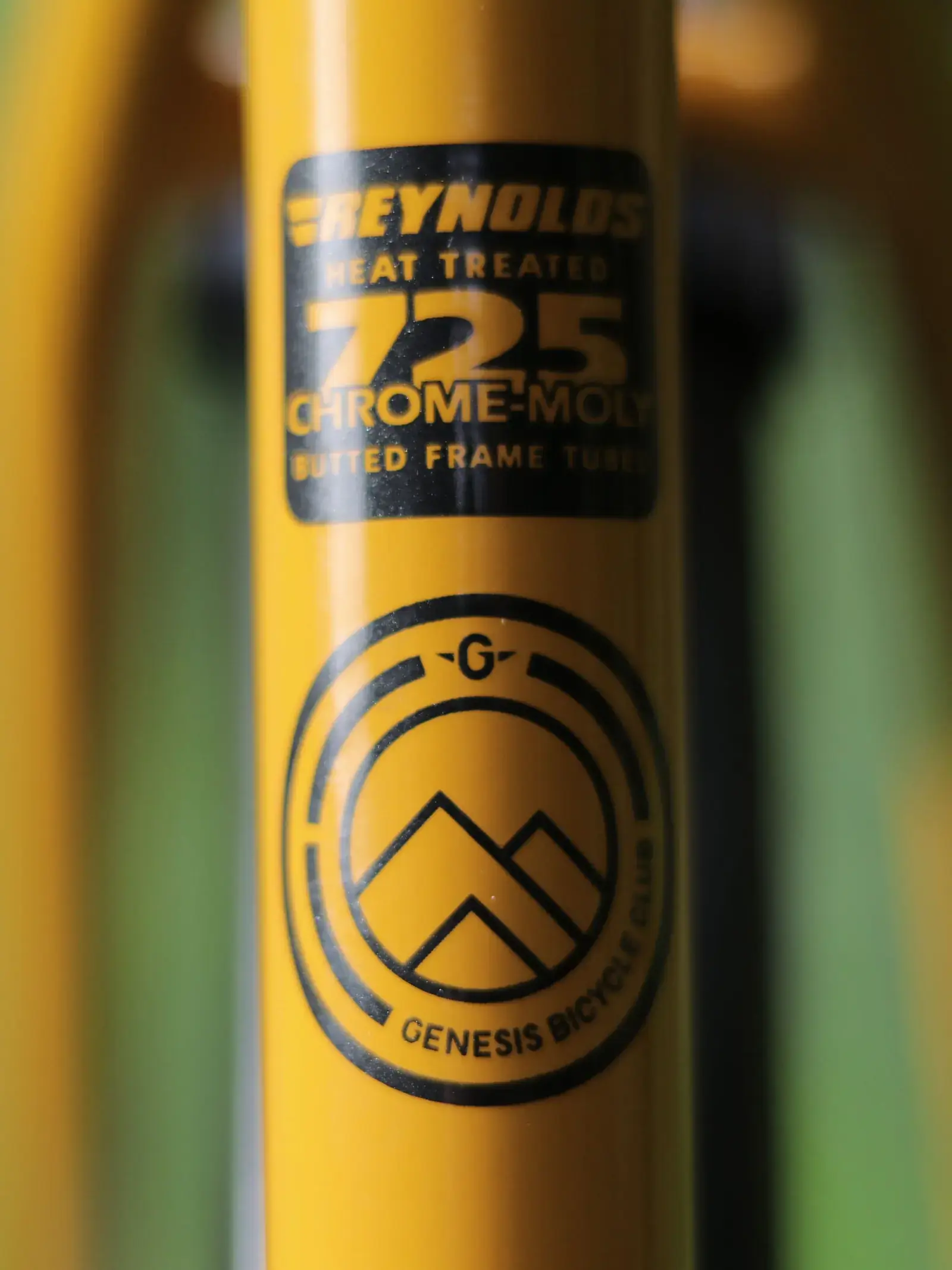 Gros plan sur un cadre acier Genesis en tubes Reynolds 725